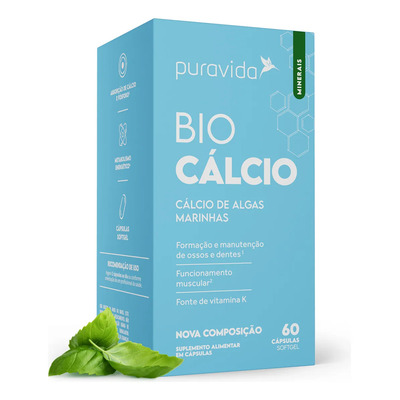 Suplemento Puravida Premium Bio Cálcio 60 Cápsulas | Frete grátis
