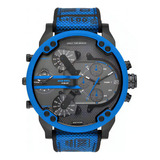 Reloj Diesel Dz7434 Color De La Correa Negro Y Azul Color Del Bisel Azul Color Del Fondo Gris Oscuro