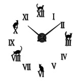 Reloj 3d Grande De Numeros Romanos Con Gatos 1m