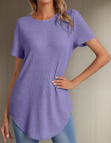 Camisetas Moradas A La Moda, Mangas Cortas, Holgadas, Camise
