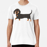 Remera Perro Salchicha Dachshund Negro Y Fuego Algodon Premi