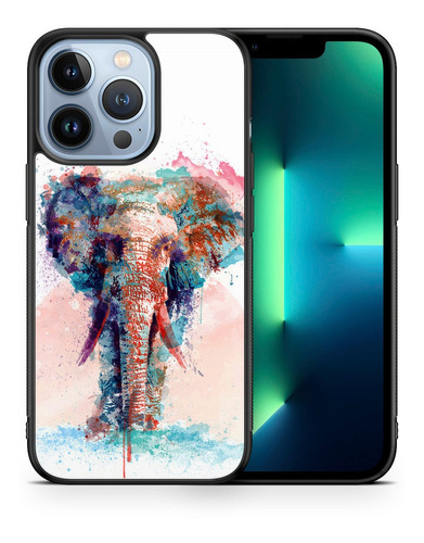 Funda Protectora Para iPhone Elefante En Acuarela Tpu Case 