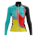 Jersey Ciclismo Ruta Mtb Manga Larga Mujer Armazi Azul