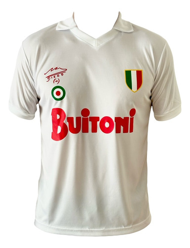 Camiseta Napoli Buitoni Campeon 1986 Blanca Retro
