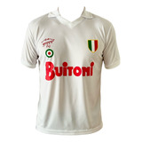 Camiseta Napoli Buitoni Campeon 1986 Blanca Retro