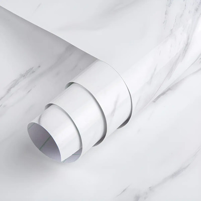 Vinil Adhesivo Para Muebles O Muros Tipo Mármol Anti Aceite Color Blanco