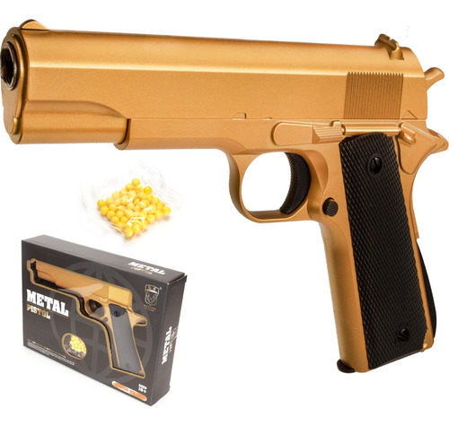 Pistola Colt M1911 Airsoft A Resorte Dorada Balines 6mm