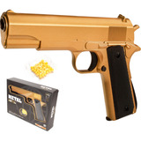 Pistola Colt M1911 Airsoft A Resorte Dorada Balines 6mm