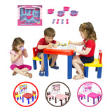 Brinquedo Menina Menino Mesa C2 Cadeiras Infantil + Kit Café