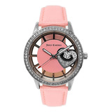 Reloj Juicy Couture Mujer Correa Piel Rosa Color Del Bisel Plata