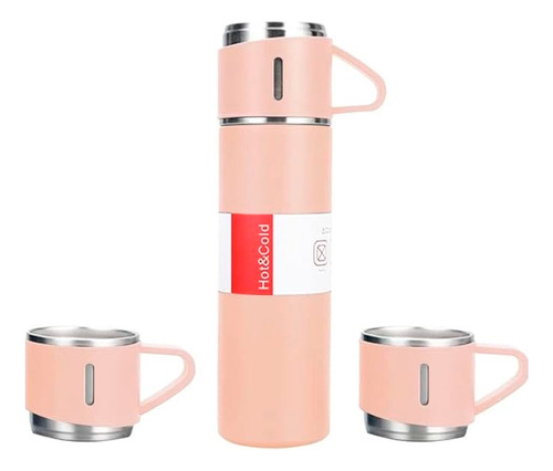 Termo Con Tazas Incluidas De Acero Inoxidable 500 Ml