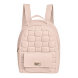 Mochila Petite Jolie Nude Zíper Bolso Frontal Top Desenho Do Tecido Liso