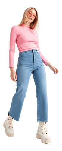 Jean Pantalon Mujer Wide Leg Jean Elastizado 