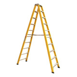 Escalera Plegable Fibra De Vidrio Doble Lado 304 Cm 150 Kg Color Amarillo