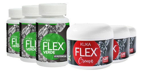 3 Kukaflex Verde 30 Tabs +3 Crema Kukaflex 100% Original