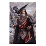 Vinilo 30x45cm Odin Dios Nordico Mitologia Vikingo God M2