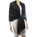 Pashminas Chal Bufanda Elegante Color Negro Mujer Hombre