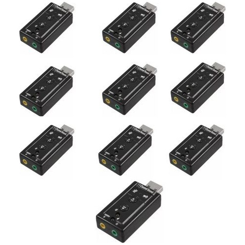 Kit Com 10un Adaptador Placa De Som Usb 7.1 Adaptador Áudio