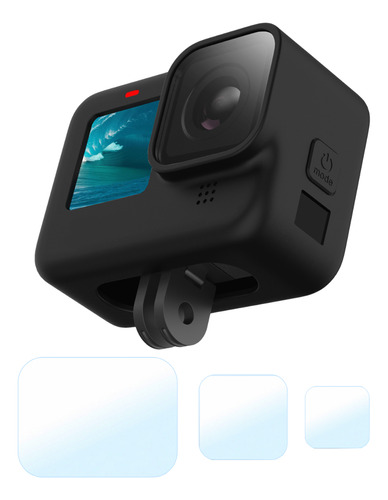 Case Silicone + Película Lente Tela Para Gopro Hero 12 Black