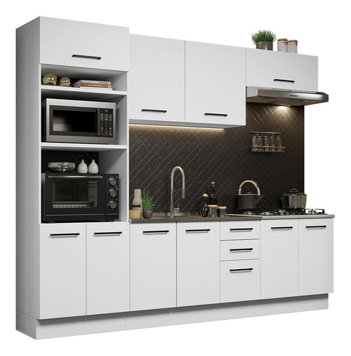 Armario De Cocina Completa 270cm Agata Madesa 01 Color Blanco