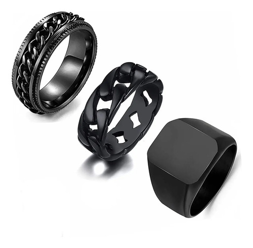 3 Piezas Moda Masculina Acero Inoxidable Anillo Compromiso | Meses sin interés