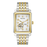 Pulseira De Relógio Masculina Bulova Classic Collection Sutton 98a308 Cor Da Moldura Prateada/dourada Cor Do Painel Dourado Cor De Fundo Branca