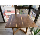 Mesa De Madera Base Maciza + Tapa Enchapado Petiribi 120x120