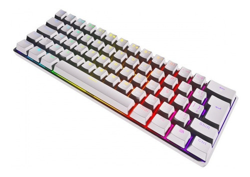 Teclado Gamer Mecânico 60% Branco Rgb Zot Switch Brown Pcyes