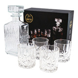 Set De Whisky 5 Piezas Decantador 900 Ml + 4 Vasos 200 Ml Color Transparente