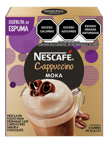 Nescafé Café Soluble Cappuccino Moka 6 Sticks 22g Cada Uno