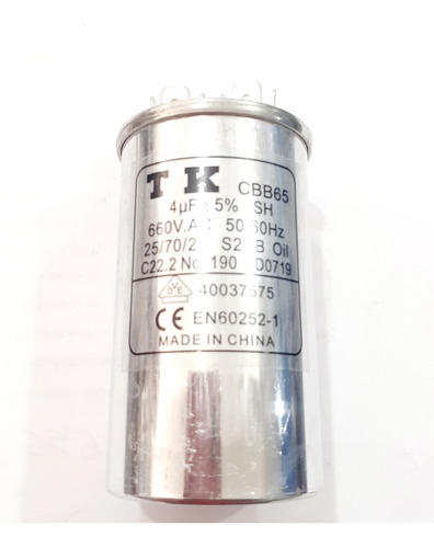 Capacitor Permanente 4uf 660vac 5% Cbb65 Tk - Metálico