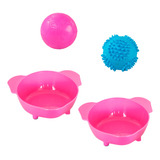 Comedero Doble Perro Grande Pelota Limpiadientes Pecosa Rosa