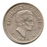 Moneda Colombia Error Desplazada 20 Centavos 1963 Cachucha