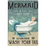 Cartel De  L Divertido Mermaid  Co. Jabón De Baño Lav...