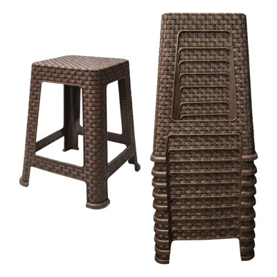 Bancos De Plástico Rattan 10 Pzas Premium Negocio Taqueria Chocolate Banco Rattan Premium