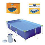 Kit Piscina Estrutural Premium 3700l Capa Forro Filtro Mor