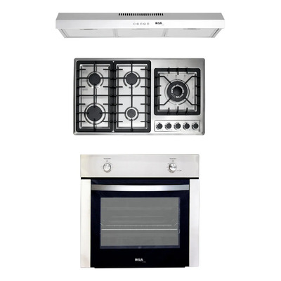 Combo Disa Home Parrilla Gas De 5 Campana Acero 80cm Y Horno Multicolor | Meses sin interés
