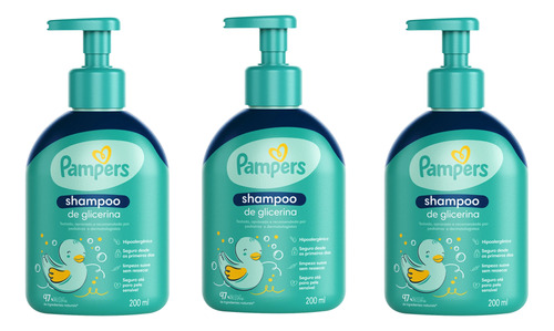 Kit C/3 Shampoo Pampers De Glicerina 200ml 