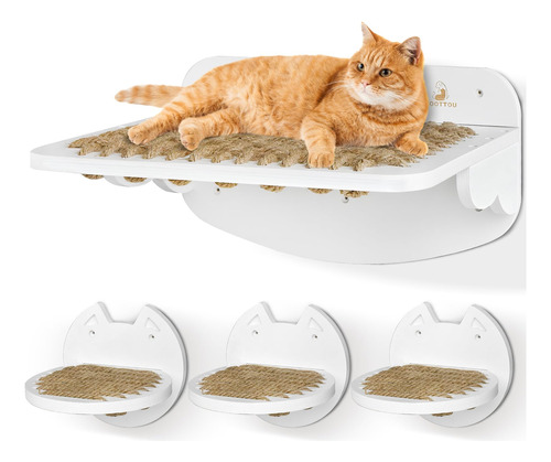 Estantes De Pared Para Gatos, Hamaca Para Gatos Con 3 Escal.