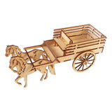 Kit 4 Carroça Mdf 25cm Com Cavalo Fazendinha Country Junina