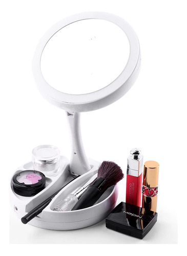 Espejo C/ Luz Aro Led  Maquillaje Aumento Plegable Usb/pila