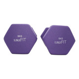 Par Mancuernas Pesa Neopreno 5 Kg Likefit Para Entrenamiento Color Azul