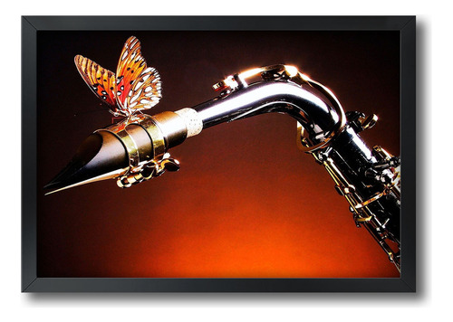 Quadro Saxofone Sax Saxophone Com Moldura A3 42 X 30 Cm E