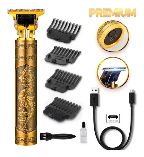 Maquina Acabamento Profissional Cabelo Barba Sem Fio Premium Cor Dourado 110v/220v