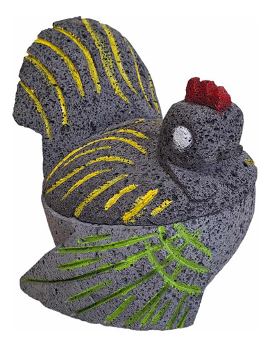 Molcajete Piedra Volcanica En Figura Gallina Hecho A Mano 