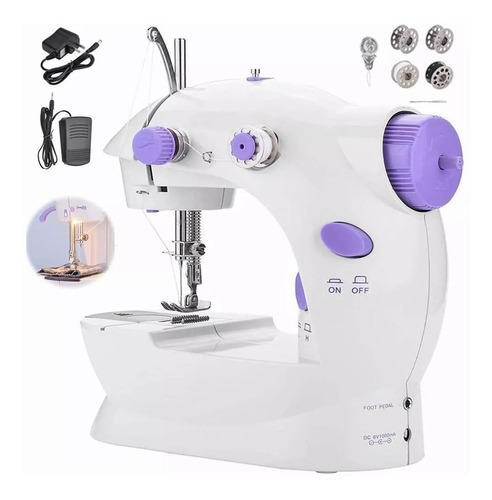 Mini Maquina De Coser Eléctrica Portátil Pequeña Inalámbrica Color Blanco