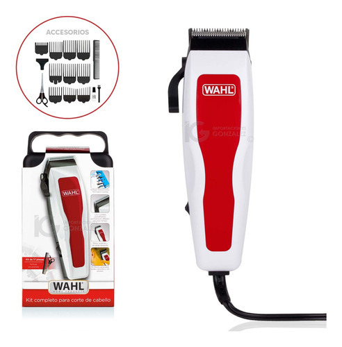 Kit Máquina Wahl Complete De Corte Para Cabello 17 Piezas Color Rojo