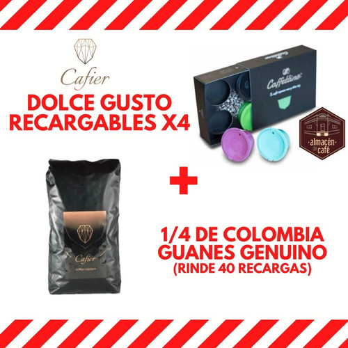 Capsula Dolce Gusto Recargable X4 + 1/4 Guanes Genuino! 