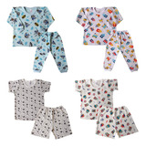 Kit 6 Peças - Pijama Tamanhos 1, 2, 3 Anos Blusa Calça Short