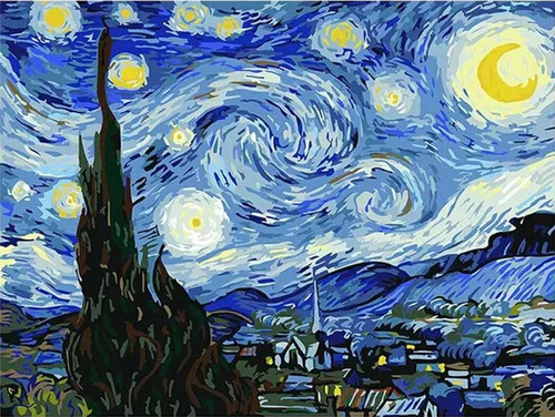 Pintura Por Números Diy Noche Estrellada De Van Gogh